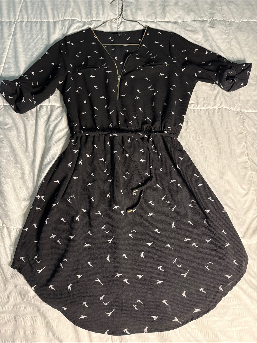iris Black Bird-Print Tunic